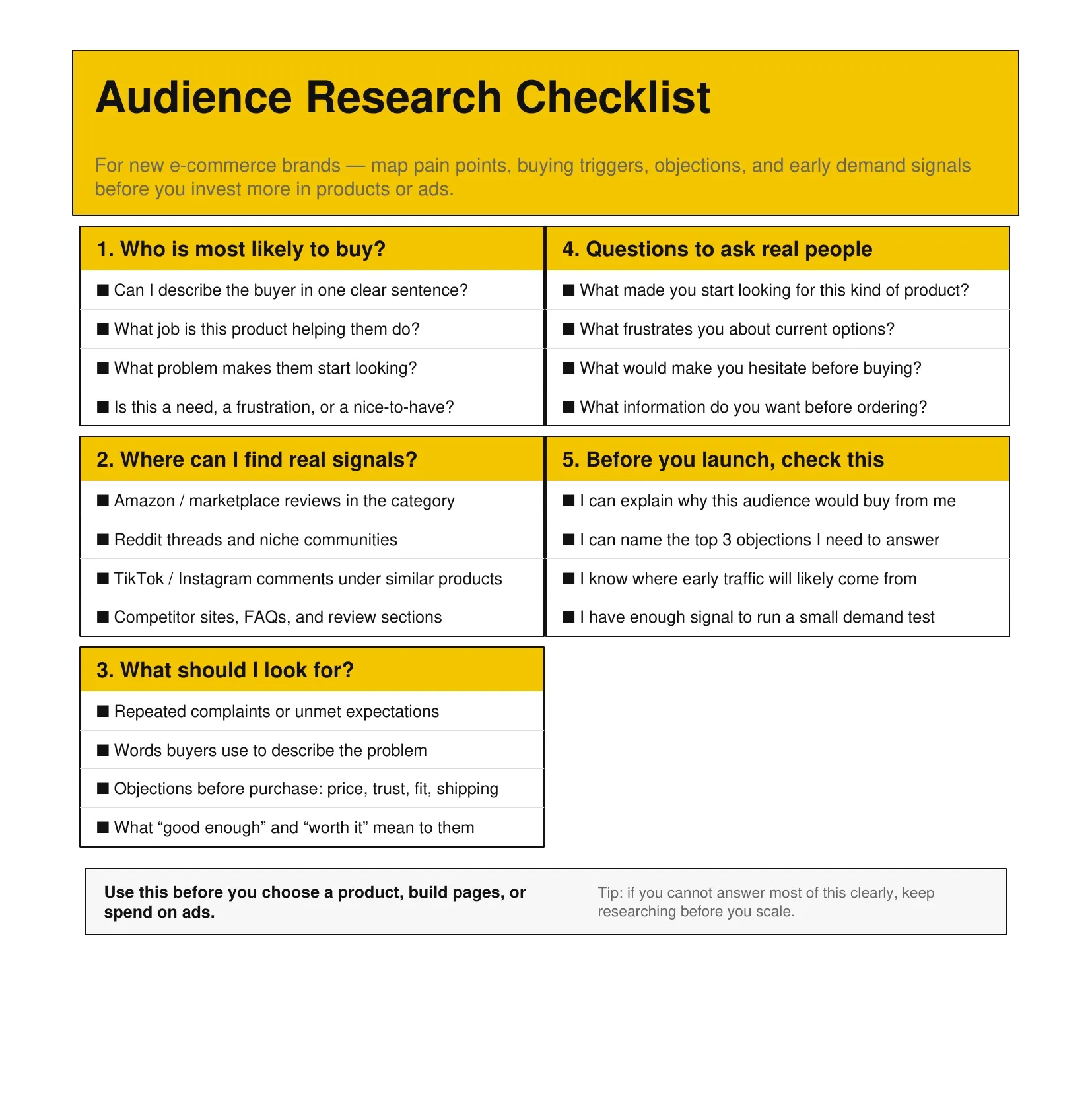 audience research checklist